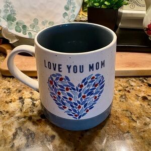 Love You Mom Blue and White 16oz Coffee/Tea cup Mothers Day